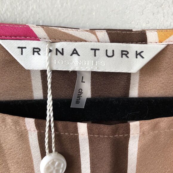 Trina Turk Dawn Top Womens Large Retro Stripe Mod 60s 70s Colorful Disco Party - Picture 5 of 11